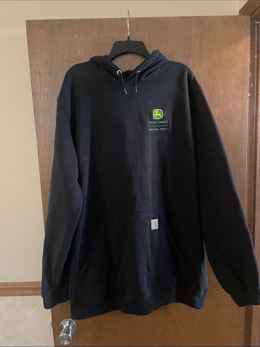 John Deere Black Crewneck Sweatshirt with Green Logo